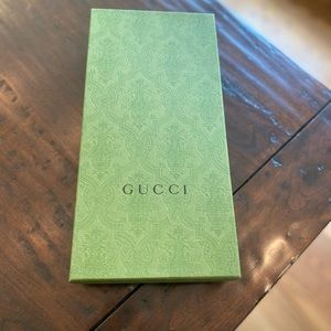 Gucci scarf box. Green base. 13" by 7".